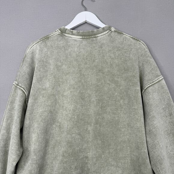 Falling Forward Free People Sweatshirt Womens Medium Green Slouchy Oversized - Picture 7 of 14